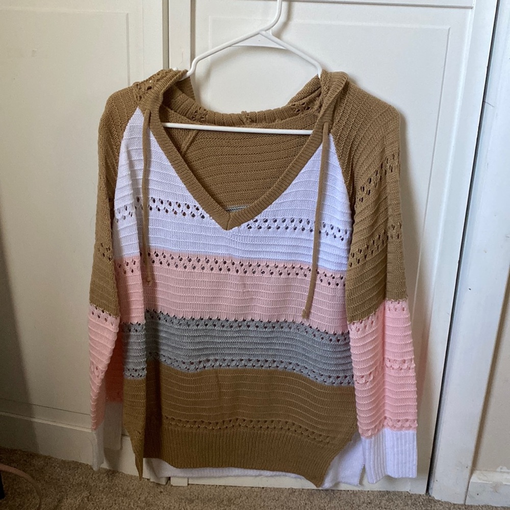 Hooded striped sweater